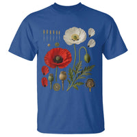 Summer Red Poppy Flower Botanical Poppies Vintage Print Memorial Day Floral Graphic T Shirt