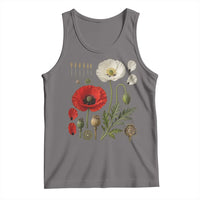 Summer Red Poppy Flower Botanical Poppies Vintage Print Memorial Day Floral Graphic Tank Top