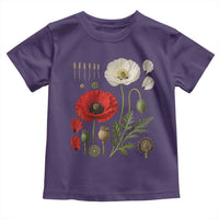 Summer Red Poppy Flower Botanical Poppies Vintage Print Memorial Day Floral Graphic Toddler T Shirt