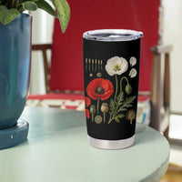 Summer Red Poppy Flower Botanical Poppies Vintage Print Memorial Day Floral Graphic Tumbler Cup