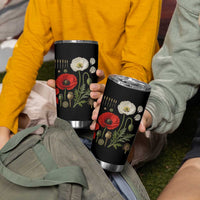 Summer Red Poppy Flower Botanical Poppies Vintage Print Memorial Day Floral Graphic Tumbler Cup