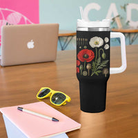 Summer Red Poppy Flower Botanical Poppies Vintage Print Memorial Day Floral Graphic Tumbler With Handle