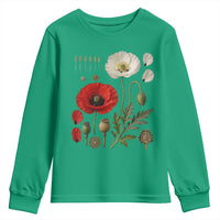 Summer Red Poppy Flower Botanical Poppies Vintage Print Memorial Day Floral Graphic Youth Sweatshirt