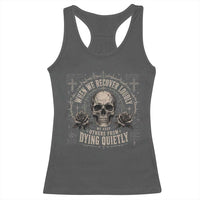 Addiction Recovery Racerback Tank Top When We Recover Loudly Vintage Skull Graphic