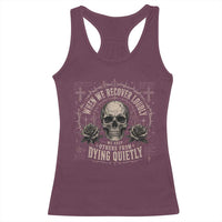 Addiction Recovery Racerback Tank Top When We Recover Loudly Vintage Skull Graphic