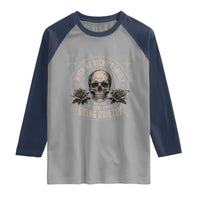Addiction Recovery Raglan Shirt When We Recover Loudly Vintage Skull Graphic