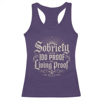 Sobriety Anniversary Racerback Tank Top Living Proof Sober Recovery Graphic