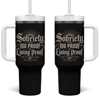 Sobriety Anniversary Tumbler With Handle Living Proof Sober Recovery Graphic