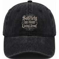 Sobriety Anniversary Washed Cotton Baseball Cap Living Proof Sober Recovery Graphic