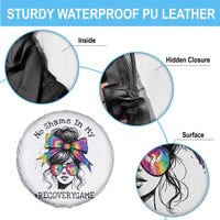 No Shame In My Recovery Game Spare Tire Cover Messy Bun Semicolon Graphic