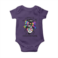 No Shame In My Recovery Game Baby Onesie Messy Bun Semicolon Graphic