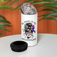No Shame In My Recovery Game 4 in 1 Can Cooler Tumbler Messy Bun Semicolon Graphic