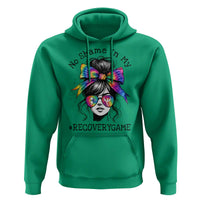 No Shame In My Recovery Game Hoodie Messy Bun Semicolon Graphic
