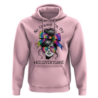 No Shame In My Recovery Game Hoodie Messy Bun Semicolon Graphic