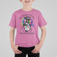 No Shame In My Recovery Game T Shirt For Kid Messy Bun Semicolon Graphic