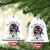 No Shame In My Recovery Game Ceramic Ornament Messy Bun Semicolon Graphic