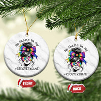 No Shame In My Recovery Game Ceramic Ornament Messy Bun Semicolon Graphic
