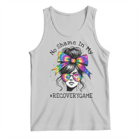 No Shame In My Recovery Game Tank Top Messy Bun Semicolon Graphic