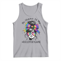No Shame In My Recovery Game Tank Top Messy Bun Semicolon Graphic