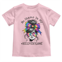 No Shame In My Recovery Game Toddler T Shirt Messy Bun Semicolon Graphic