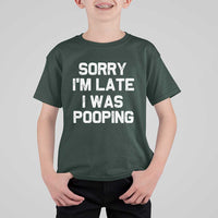 Sorry Im Late I Was Pooping T Shirt For Kid Skibidi Brainrot Pooping Meme Graphic