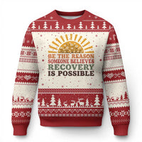 Recovery Sobriety Ugly Christmas Sweater Sober Life Believes Recovery is Possible Hippie Vintage Graphic