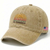Recovery Sobriety Washed Cotton Baseball Cap Sober Life Believes Recovery is Possible Hippie Vintage Graphic
