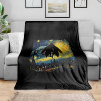 Mothman Throw Blanket Starry Night Van Gogh Cryptid Lover - Wonder Print Shop
