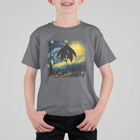 Mothman T Shirt For Kid Starry Night Van Gogh Cryptid Lover - Wonder Print Shop