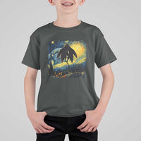 Mothman T Shirt For Kid Starry Night Van Gogh Cryptid Lover - Wonder Print Shop