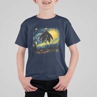 Mothman T Shirt For Kid Starry Night Van Gogh Cryptid Lover - Wonder Print Shop