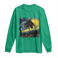 Mothman Long Sleeve Shirt Starry Night Van Gogh Cryptid Lover - Wonder Print Shop