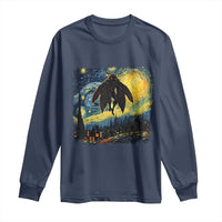 Mothman Long Sleeve Shirt Starry Night Van Gogh Cryptid Lover - Wonder Print Shop