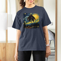 Mothman T Shirt For Women Starry Night Van Gogh Cryptid Lover - Wonder Print Shop