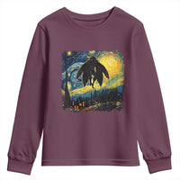 Mothman Youth Sweatshirt Starry Night Van Gogh Cryptid Lover - Wonder Print Shop