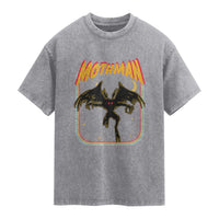 Retro Mothman Washed Cotton T-Shirt Vintage Comicbook Style Cryptid Lore Cryptozoology