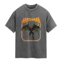 Retro Mothman Washed Cotton T-Shirt Vintage Comicbook Style Cryptid Lore Cryptozoology