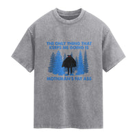Funny Mothman Fat Ass Washed Cotton T-Shirt Vintage Cryptid Funny Moth Man Meme