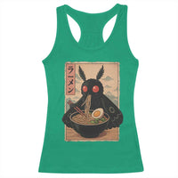 Funny Mothman Ramen Racerback Tank Top Japanese Kawaii Noodles Cryptid Retro Manga Anime - Wonder Print Shop