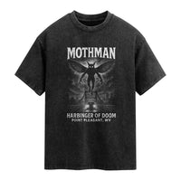 Mothman Washed Cotton T-Shirt Horror Poster Halloween Harbinger of Doom Cryptid Creature