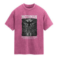 Mothman Washed Cotton T-Shirt Horror Poster Halloween Harbinger of Doom Cryptid Creature