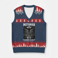Mothman V-Neck Knit Sweater Vest Horror Poster Halloween Harbinger of Doom Cryptid Creature - Wonder Print Shop