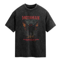 Mothman Washed Cotton T-Shirt Horror Harbinger of Doom Urban Myth Cryptid Creature