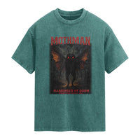 Mothman Washed Cotton T-Shirt Horror Harbinger of Doom Urban Myth Cryptid Creature