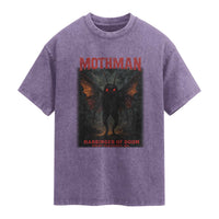 Mothman Washed Cotton T-Shirt Horror Harbinger of Doom Urban Myth Cryptid Creature