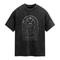 Mothman Washed Cotton T-Shirt Cryptid Paranormal Occult Horror Gothic Monster