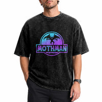 Mothman Washed Cotton T-Shirt Retro Neon Cryptid Paranormal Horror Monster