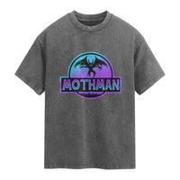 Mothman Washed Cotton T-Shirt Retro Neon Cryptid Paranormal Horror Monster