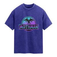 Mothman Washed Cotton T-Shirt Retro Neon Cryptid Paranormal Horror Monster