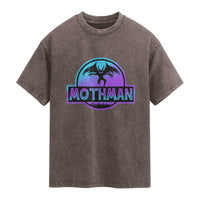 Mothman Washed Cotton T-Shirt Retro Neon Cryptid Paranormal Horror Monster